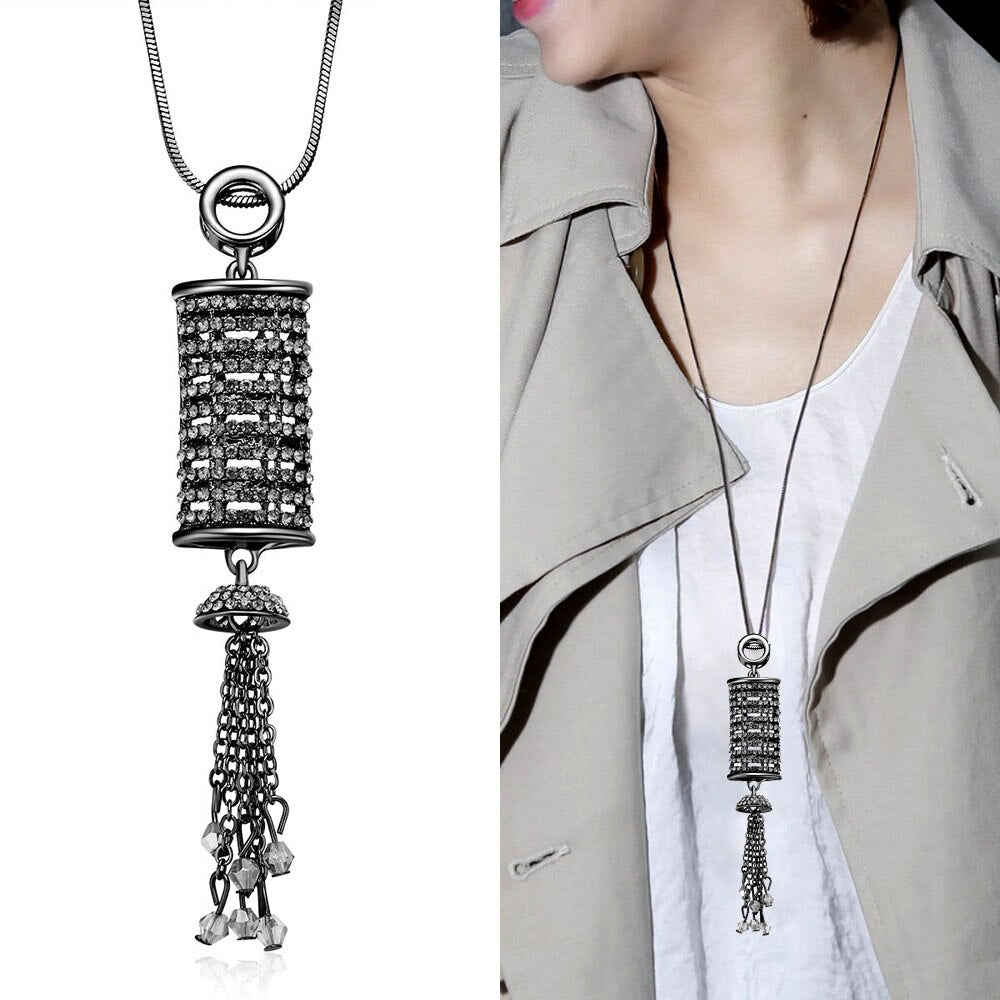 Crystal Tassel Long Necklace